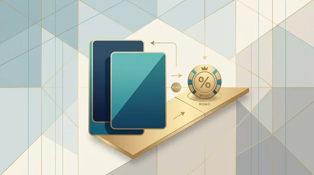 Concepto visual de bonos aplicados al blackjack online en un casino regulado