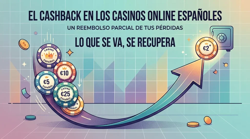 Concepto visual del cashback como devolución parcial de pérdidas en un casino online