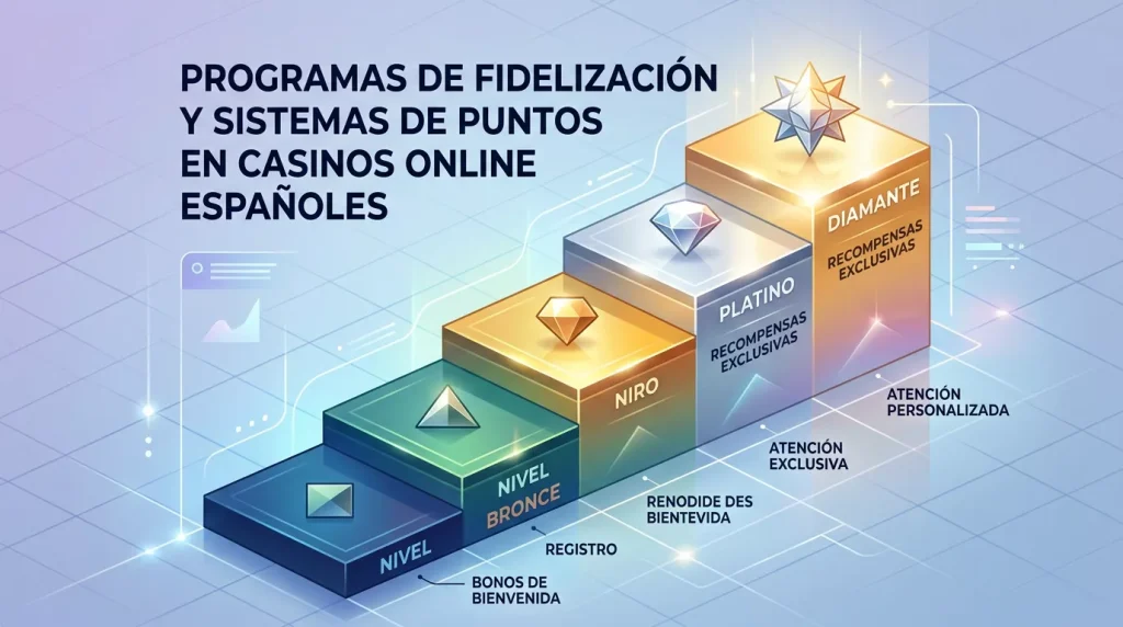 Estructura visual de un programa de fidelidad con niveles progresivos en un casino online