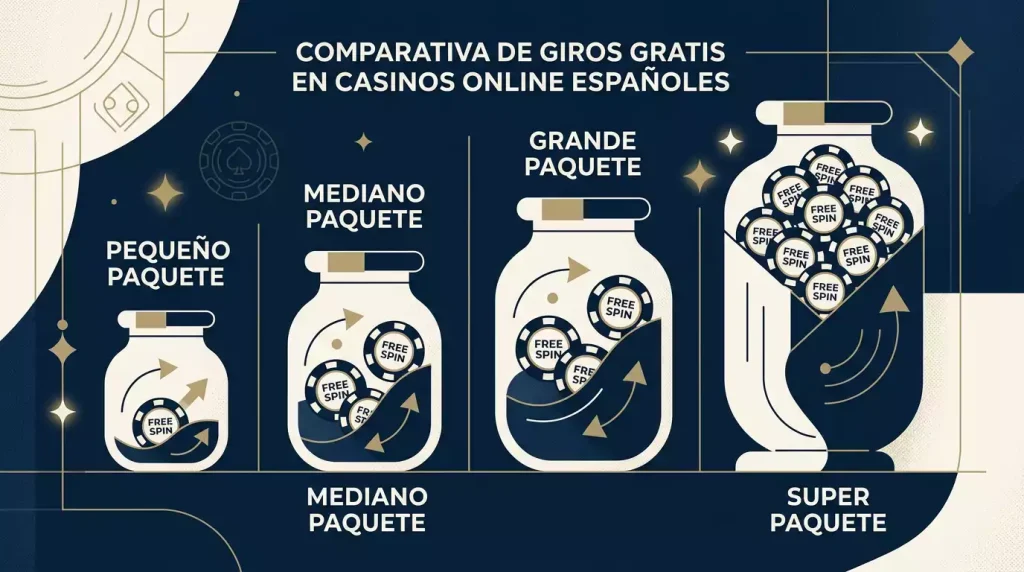 Ilustración conceptual de cuatro contenedores con cantidades distintas de giros, sin marcas comerciales